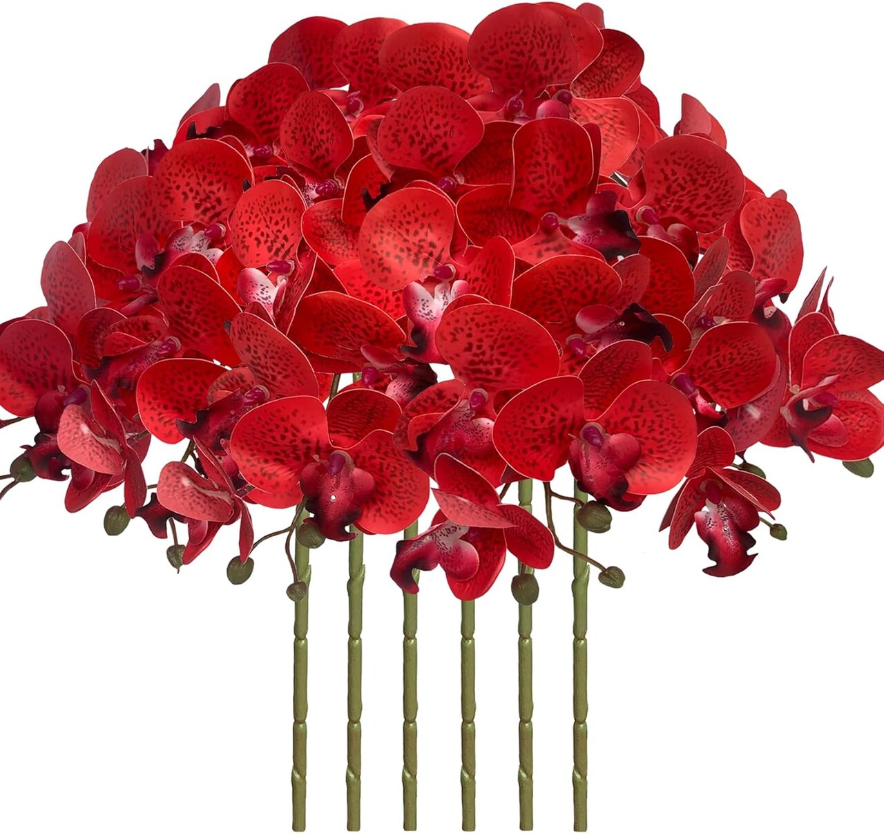 32" Faux Phalaenopsis Orchid Stems – Set of 6 Realistic Artificial Flowers for Vases, Weddings & Home Styling